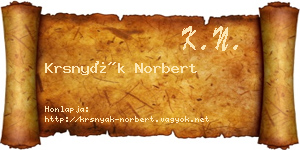 Krsnyák Norbert névjegykártya
